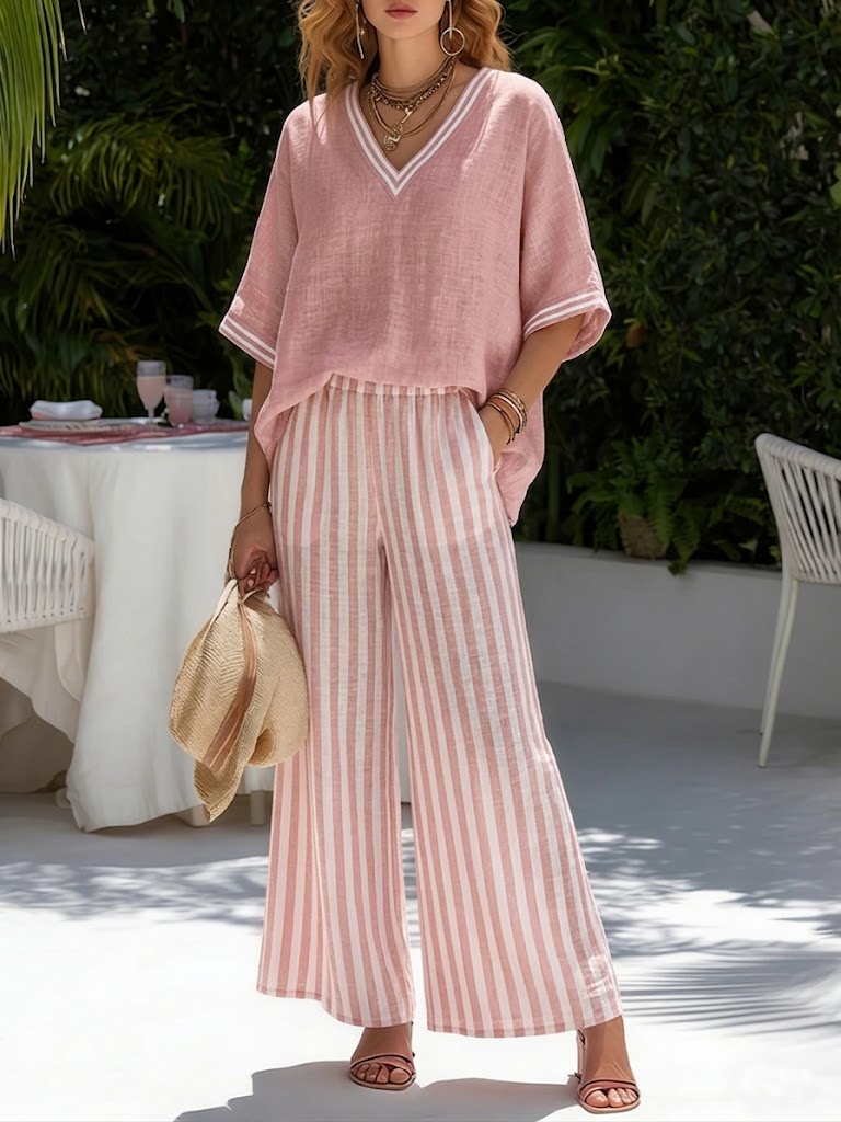 Elena | Completo Due Pezzi con Pantaloni a Righe