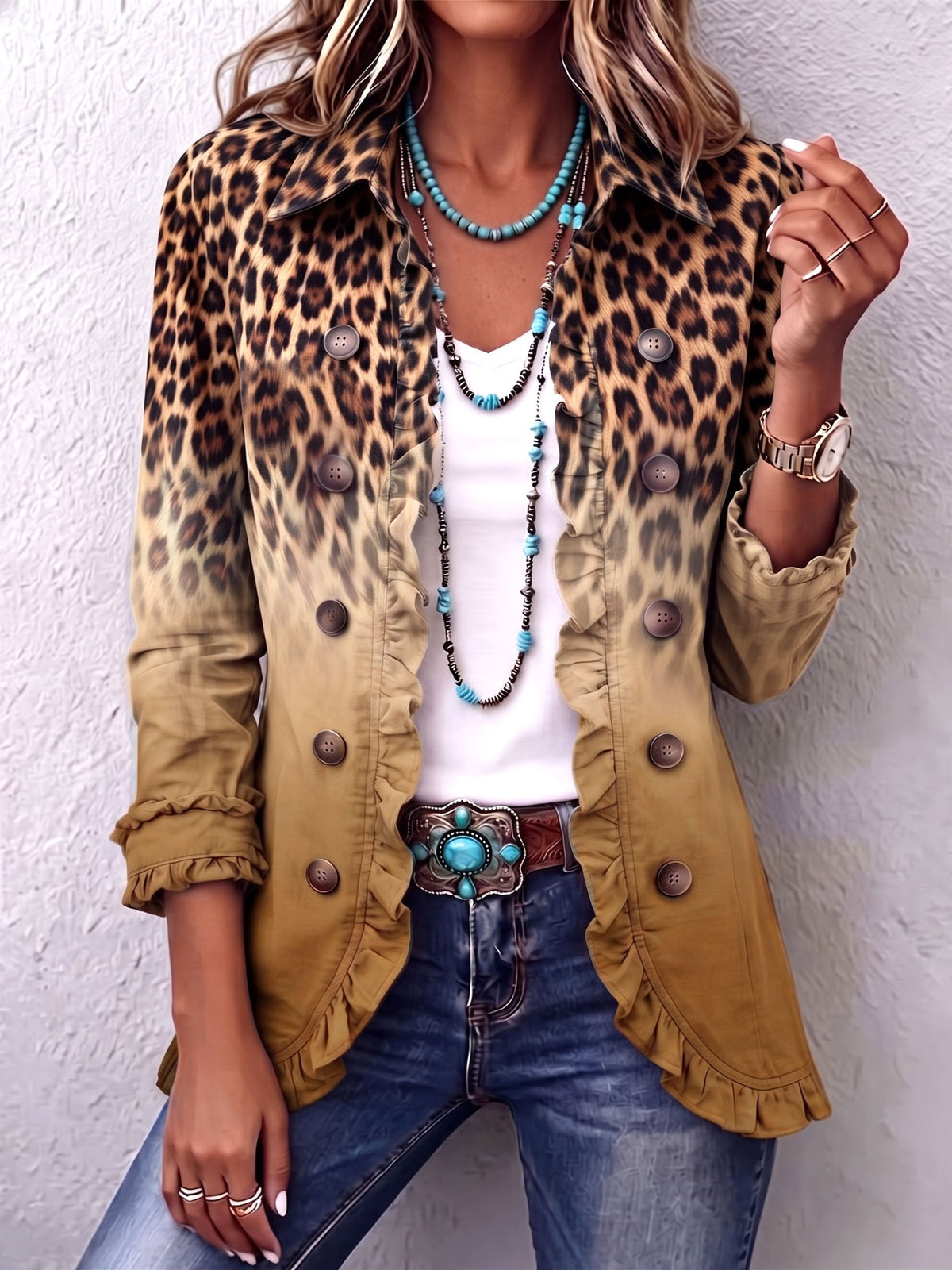 Nerina | Giacca Animalier con Volant