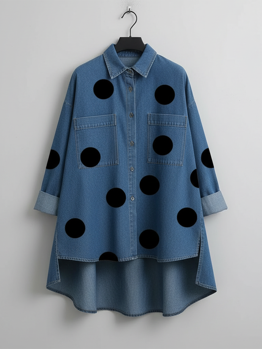 Amanda | Camicia Asimmetrica a Pois