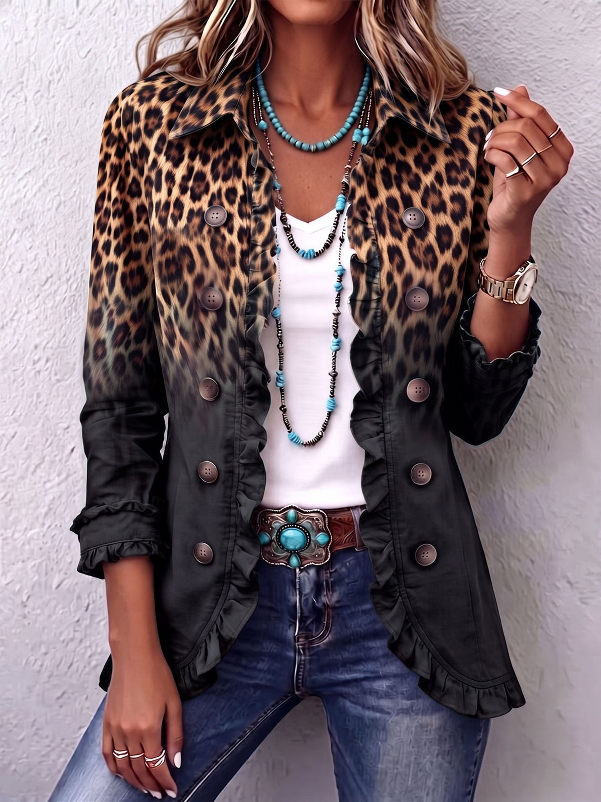 Nicole | Giacca Animalier con Volant