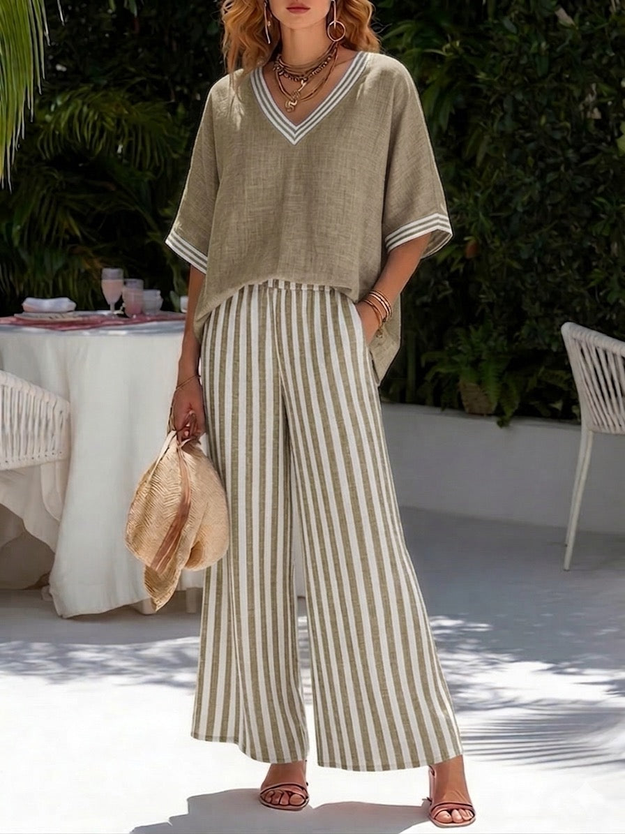 Elena | Completo Due Pezzi con Pantaloni a Righe