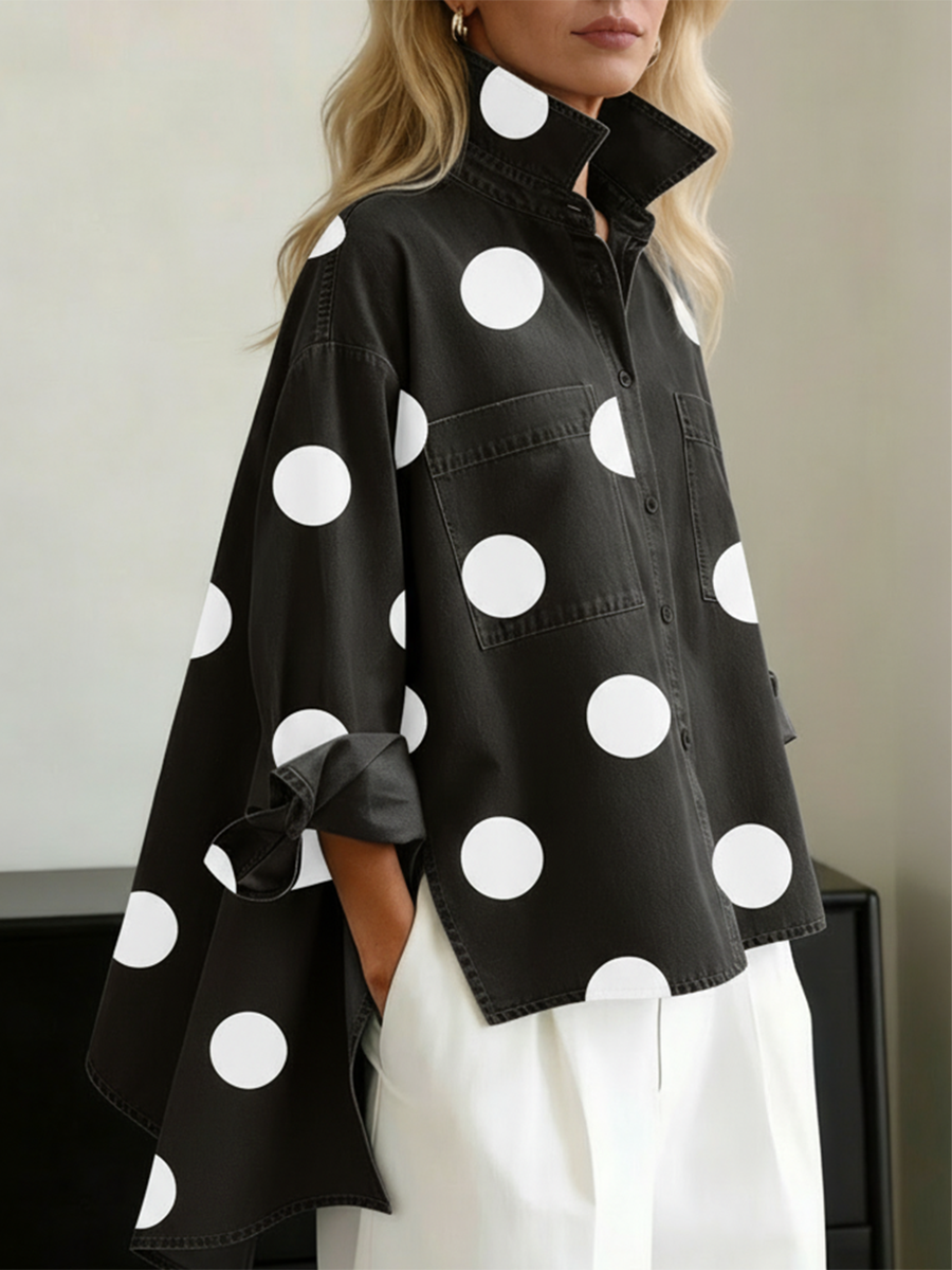 Amanda | Camicia Asimmetrica a Pois
