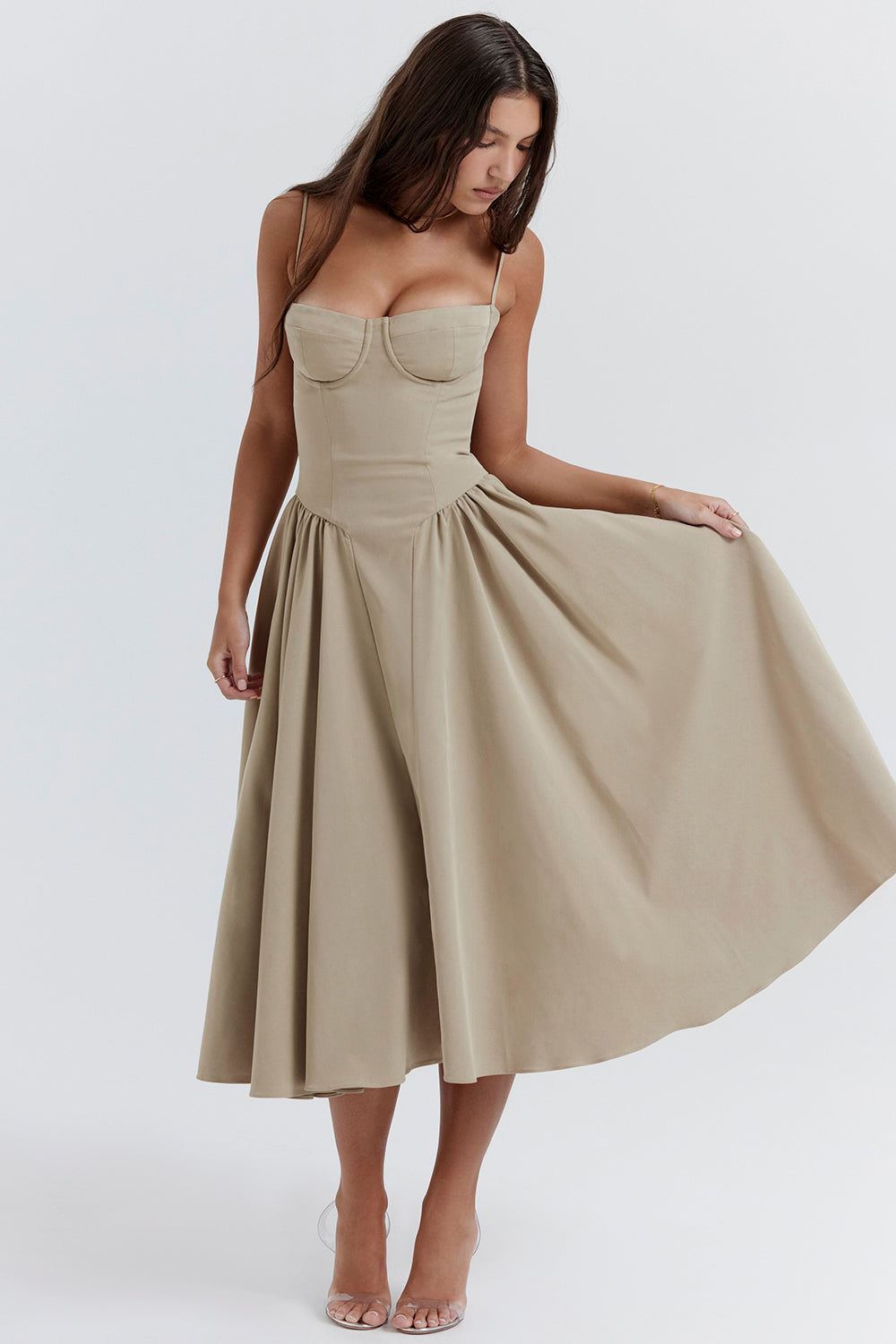 Loredina | Abito Midi con Corpetto Strutturato