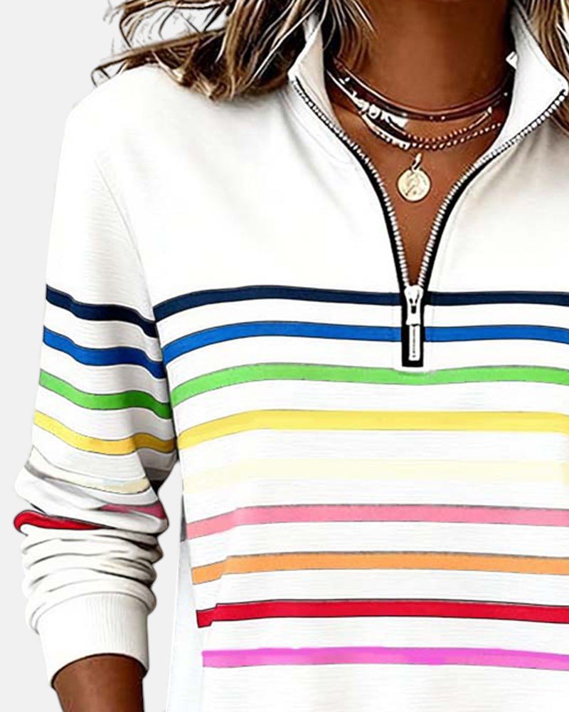 Elisse | Felpa a Righe con Mezza Zip