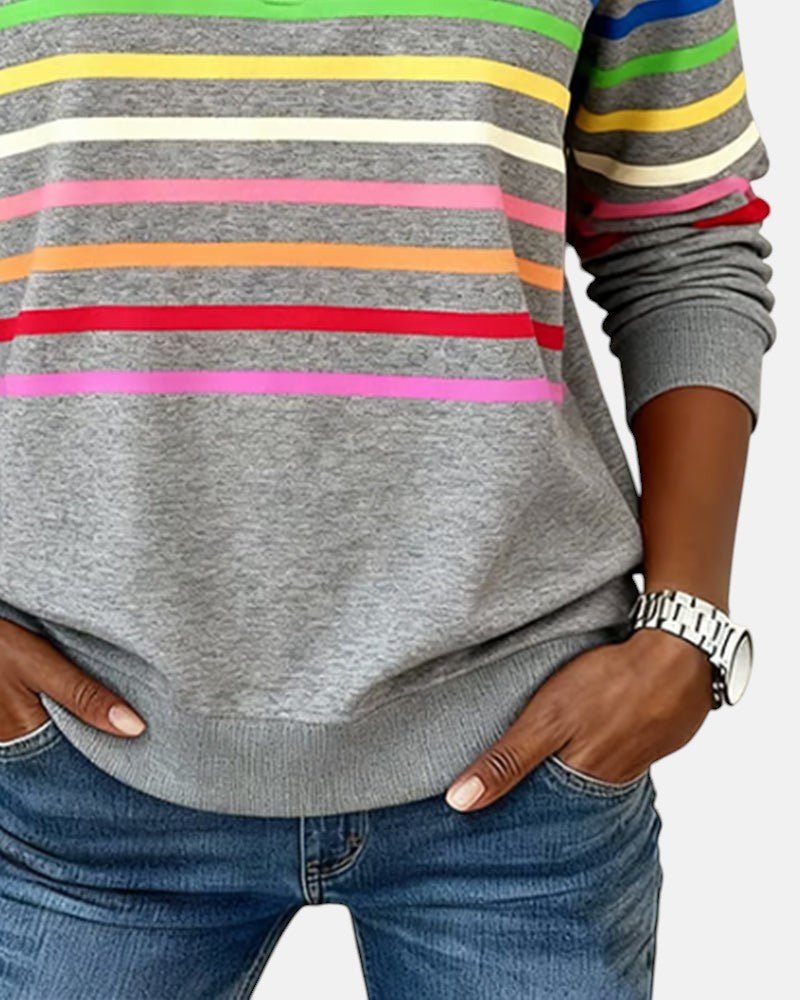 Elisse | Felpa a Righe con Mezza Zip