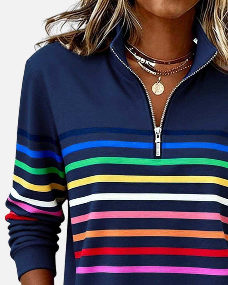 Elisse | Felpa a Righe con Mezza Zip